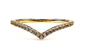 Signed IBB CN 925 Gold Over Sterling Silver CZ Vermeil Chevron Ring Sz 7.75 - Picture 1 of 10