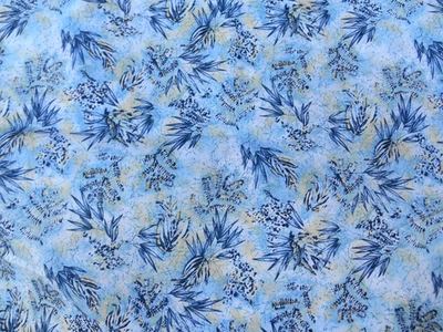 Timeless Treasures Blue Leafy Leaves Ferns Cotton Fabric 30 x 44" - Image 1 of 4