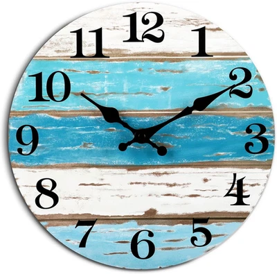 CHYLIN Wall Clock, Beach Themed Blue Wall Clocks Battery Operated Silent Non-Tic - Image 1 of 4