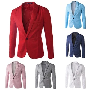 Elegant Men's Formal Business Blazer Jacket Wedding Party Buttoned Coat Tops - Picture 1 of 10