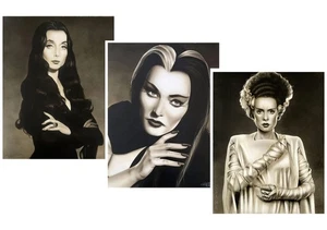 Spooky Legends Art Prints 11x14 3 Pack Morticia Lily Bride Sepia Tone Halloween - Picture 1 of 8