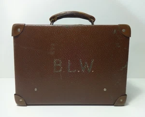 Evakuierter Koffer WWII Ära Braun Vinyl English Made Original Vintage Aufbewahrung - Bild 1 von 14