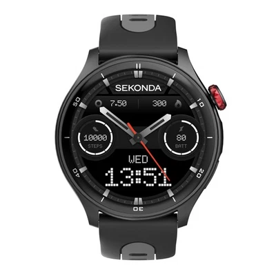 Reloj inteligente Sekonda 47 mm Active Pro GPS en negro con correa de silicona negra Foto 1 de 4