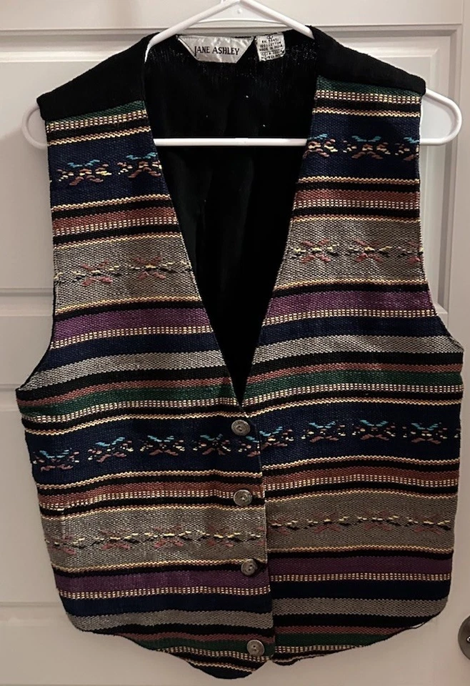 Vintage Jane Ashley Boho Tapestry Vest Embroidered Size Med - Image 1 of 4