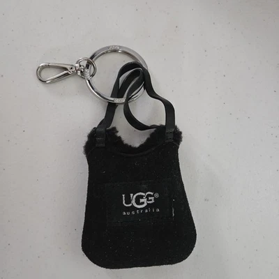 Bolso Ugg Gamuza Negro Piel de Oveja Llavero Cartera Dije Foto 1 de 4