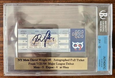 David Wright New York Mets Debut Full Signed Ticket 7/21/2004 BGS JSA - Image 1 of 3