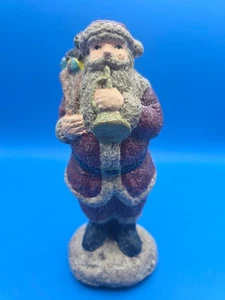 Teena Flanner glitzernder Weihnachtsmann mit Trompete Figur signiert Weihnachten Feiertag Figur - Bild 1 von 6