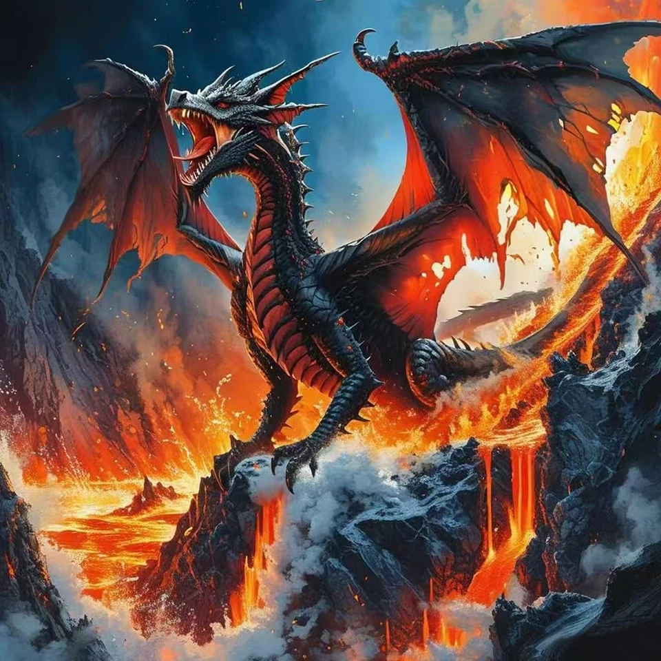 Kits de pintura de arte de diamante de dragón para adultos, kits de arte de diamante de lava para principiantes, Foto 1 de 1