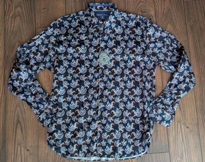 Luchiano Visconti Casual Shirt Men L Multicolor Leaf Print Long Sleeves $135 NWT - Picture 1 of 11