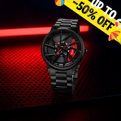 Relógio masculino de aço inoxidável roda Mercedes AMG quartzo impermeável clássico - Imagem 1 de 4