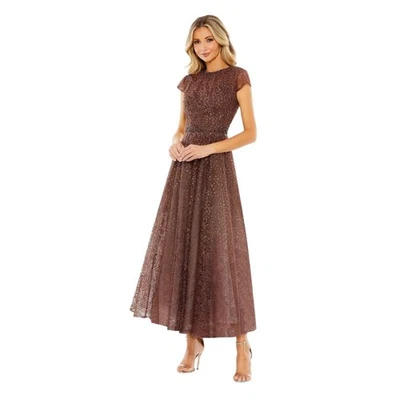 Mac Duggal 20371 Embellished Cap Sleeve A Line Dress In Chocolate Size 8 $698 - Image 1 of 4