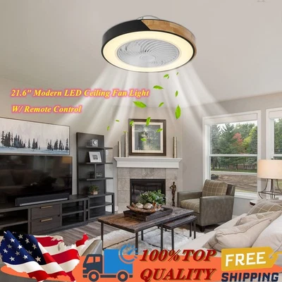 21.6" Modern Led Ceiling Fan Lights Flush Mount Light Kit With Remote Control - Image 1 of 4