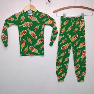 Bullfrogs & Butterflies Boys Long Sleeve Pajama Set Size 4 Football & Flames - Picture 1 of 9