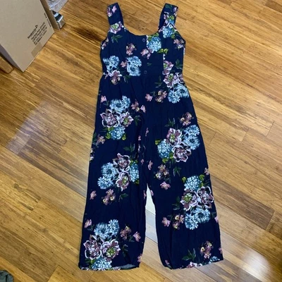 Mono sin mangas BOG Collective azul marino floral pierna ancha para mujer talla grande Foto 1 de 4