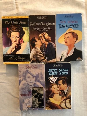 Bette Davis VHS Lot: Little Foxes/In This Our Life/Now, Voyager/Mr. Skeffington Foto 1 de 3