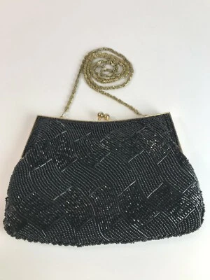 Monedero MAGID antiguo con cuentas hecho a mano en Macao, marca negro  Foto 1 de 4