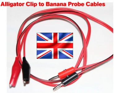 Alligator Clip Test Lead To 4mm Banana Plug Probe Cable 1m Red Black multimeter