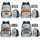 Cute Cat Printed Backpack for Kids Backpack with Lunch Box School Bookbag Set