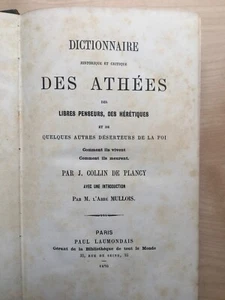 De Plancy DICTIONNAIRE DES ATHÉES 1870 occult heretics french atheism biography - Picture 1 of 10