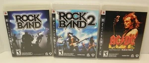 lot of 3 Rock Band Games for Playstation 3 ( RB 1 , 2 & AC/DC Live) PS3 Harmonix - Picture 1 of 4