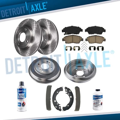 Kit de sapatas de tambores de freio traseiro pastilhas rotores de disco dianteiro para 2009 - 2013 Honda Fit - Imagem 1 de 4