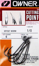 Owner 5101Worm Hook Offset Shank Fishing Hacken Raubfisch Angelhaken