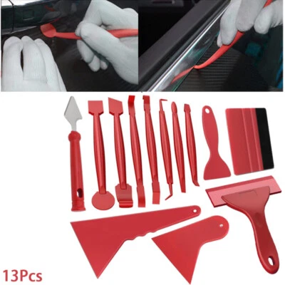 13Pcs Window Tint Tools Kit Car Film Tinting Scraper squeegee Installation Red - Image 1 of 4