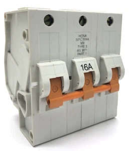 Federal Electric HCNA 16Amp Tipo 3 Interruttore Triplo Polo MCB STAB-LOK 3871 - Foto 1 di 8