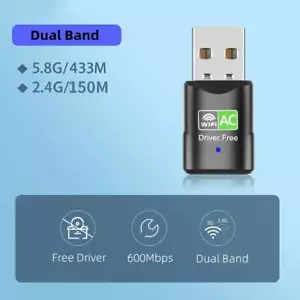 Dual Band 600Mbps USB WiFi Wireless Dongle AC600 Lan Adapter Network 2.4GHz K2C5 - Picture 1 of 12