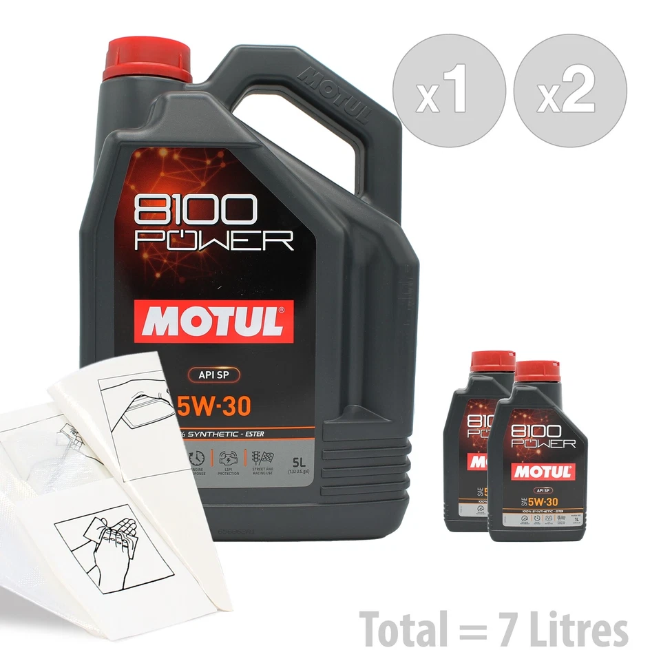 Car Engine Oil Service Kit / Pack 7 LITRES Motul 8100 Power 5w-30 7L - Image 1 of 1
