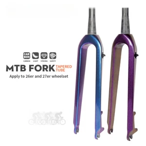 Carbon MTB Bike Hard Fork Disc Brake 160mm Tapered Tube Ultralight Bicycle Fork - Picture 1 of 21