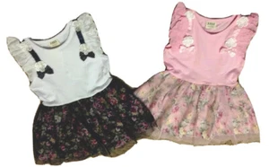 Girls Pink or Navy Roses  Lace Floral  Spring  Easter Party Dress 3T 4T 5 6 - Picture 1 of 1