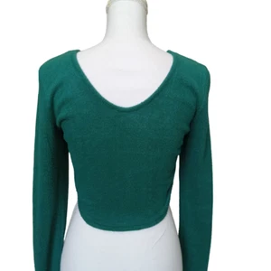 Out From Under Urban Outfitters Womens Juniors L Cropped Long Sleeve Top Green - Picture 1 of 7