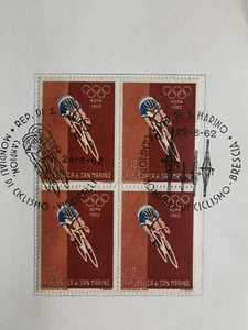 1962 CAMPIONATI MONDIALI DI CICLISMO FOLDER CON 4 FRANCOBOLLI - Imagen 1 de 4