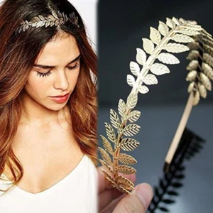 Headbands Leaf Branch Bridal Hair Crown Head (Gold) - Picture 1 of 12