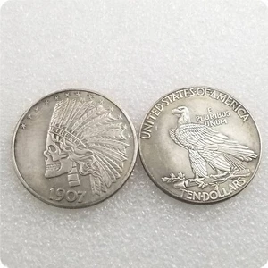 Antigua moneda de diez dólares con cabeza de indio de 1907 sin circular - perfecta para coleccionistas - Imagen 1 de 17