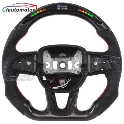 Светодиодный D-образный руль из настоящего углеродного волокна для Chrysler 300 2015-2022 годов выпуска - Изображение 1 из 4