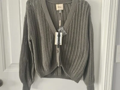 Cárdigan Elie Tahari Nuevo con Etiquetas Mezcla Lana Verde Ejército XS Foto 1 de 4