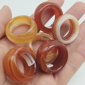 Certified Chinese Natural Red Agate Hand Carved Man Ring Inner 22.80mm-23.00mm - Picture 1 of 16