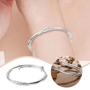 Brazalete Brazalete Brazalete Plata Esterlina Pura, Pulseras Ajustables Hechas a Mano S5H4 - Imagen 1 de 13