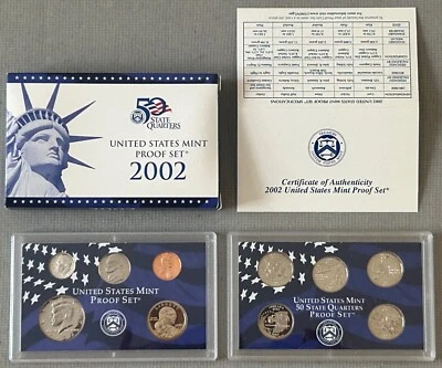 2002 UNITED STATES Mint PROOF 10 Coin Set Original Box Certificate Authenticity - Image 1 of 4