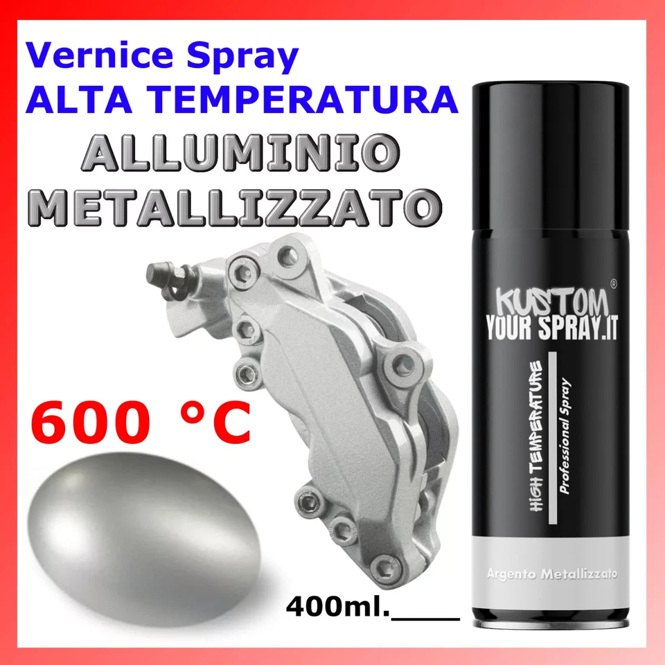 Vernice Spray ALLUMINIO Alta Temperatura per Pinze Freni Motore Stufe Auto Moto - Immagine 1 di 1
