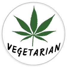Vegetarian - 25 Pack Circle Stickers 3 Inch - Marijuana Weed Pot Leaf