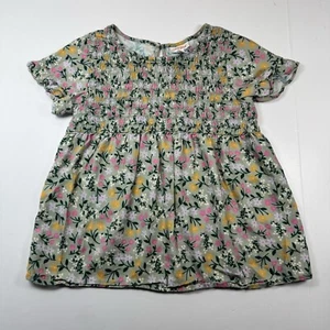 Cat & Jack Girl's Short Sleeve Smocked Peplum Top Multicolor Floral L(10/12) - Picture 1 of 10
