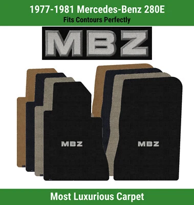Alfombrillas delanteras Lloyd Luxe para Mercedes-Benz 280E 77-81 con logotipo de apliques MBZ Foto 1 de 4