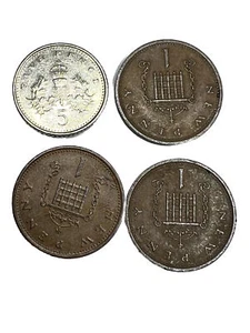 UNITED KINGDOM 4 COINS 5 Pence 1995 And 3 Pennies 1971-73-76 EF Collectibles - Picture 1 of 4