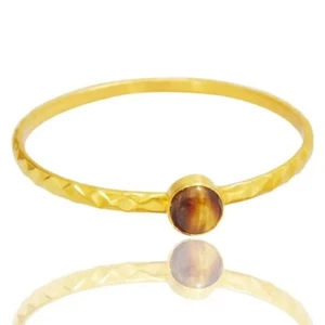Handcrafted Round Shape Tiger Eye Gemstone Stackable Bangle - Picture 1 of 4