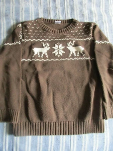 EUC Gymboree Size S(5-6) Boys Brown/White Nordic Crew Neck Sweater - Picture 1 of 4