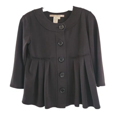 Blazer Max Studio Crop Jacket Talla XS Negro Plisado Botón Delantero Foto 1 de 4