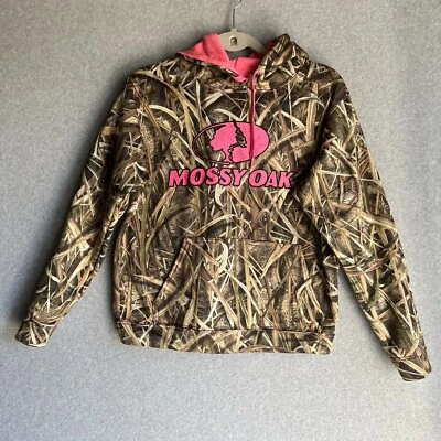 Mossy Oak Camouflage Pink Logo Hoodie Sweatshirt Women’s Size M - Image 1 of 4
